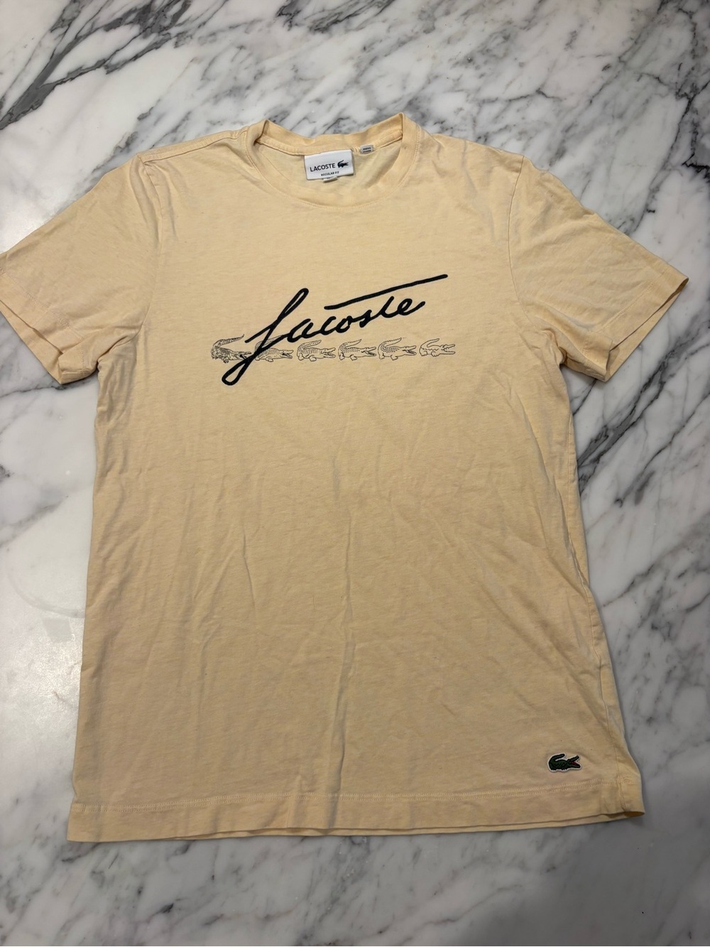 Lacoste Men's Light Yellow Graphic Logo Short-Sleeve Tee